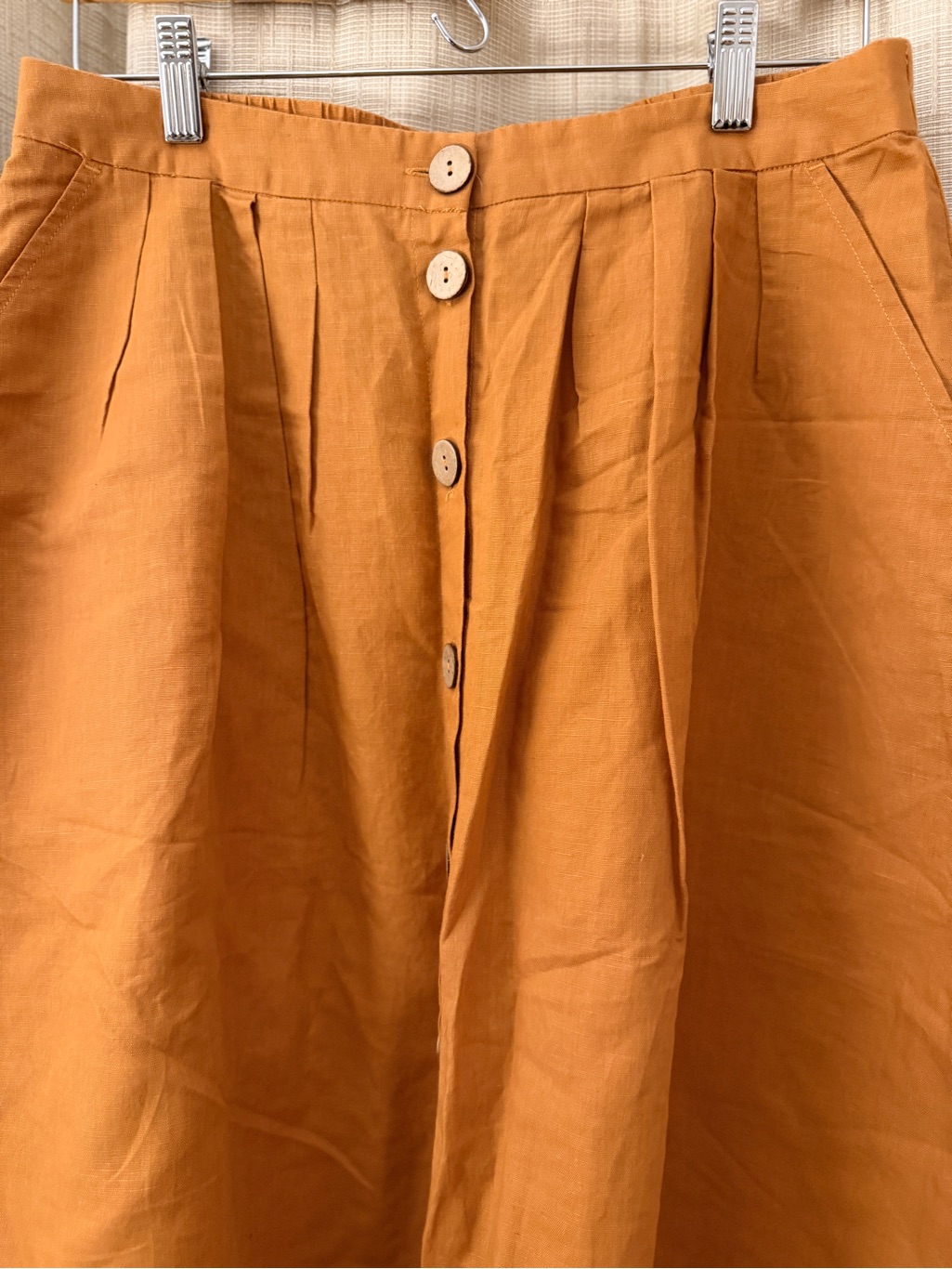 Button-Front A-Line Midi Skirt In Rust — image 2 of 8